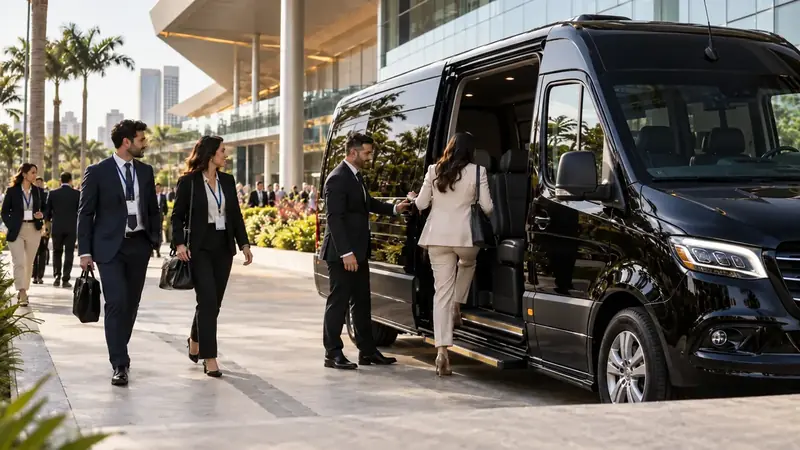 Locação de Vans Executivas com motoristas para feiras e eventos corporativos em São Paulo — imagem ilustrativa