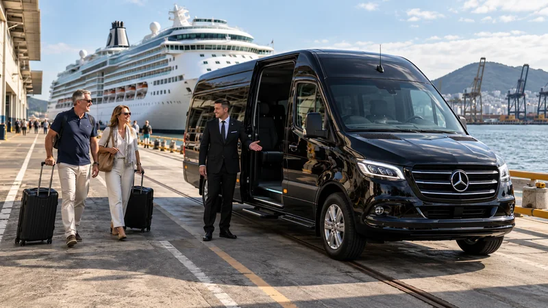 Transfer Porto de Santos — Mercedes-Benz Sprinter executiva preta, imagem ilustrativa